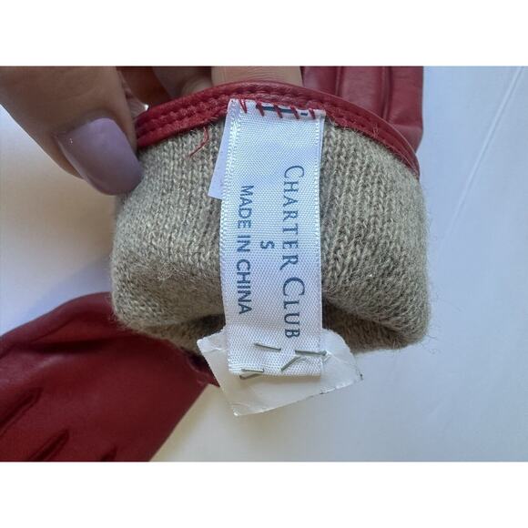 Charter Club Leather Touch Tech Glove Red Small $89 NEW - Picture 5 of 6